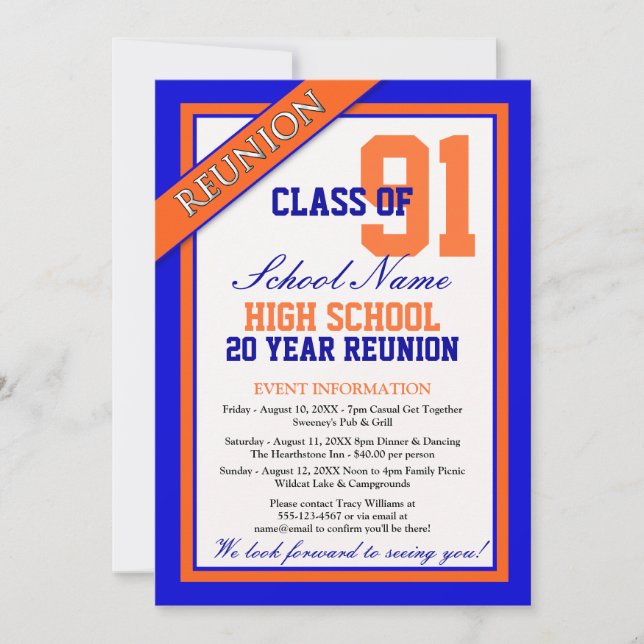 Classy Formal High School Reunion Invitation (Front)