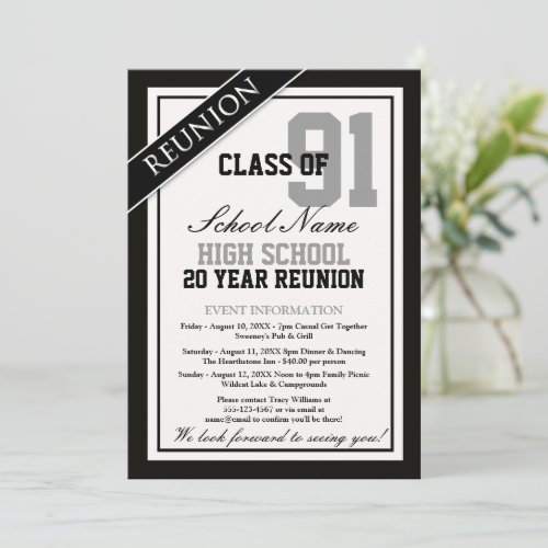 Classy Formal High School Reunion Invitation