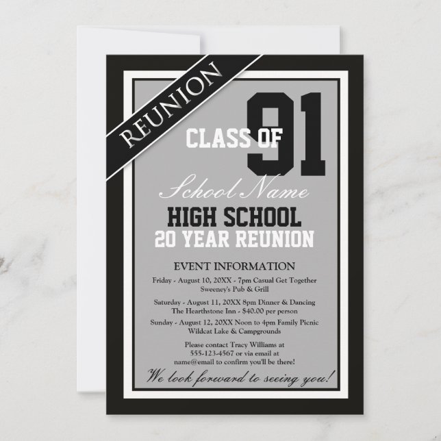 Classy Formal High School Reunion Invitation (Front)
