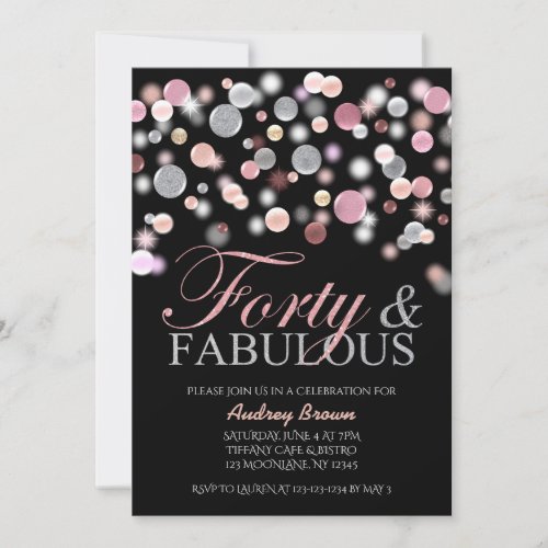Classy Forty and Fabulous Birthday Woman 40th Invitation