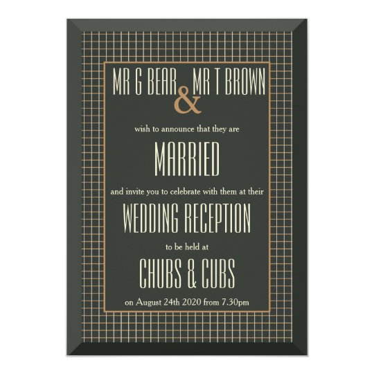 Classy Frame Gay Bear Wedding Reception Invitation Zazzle Com