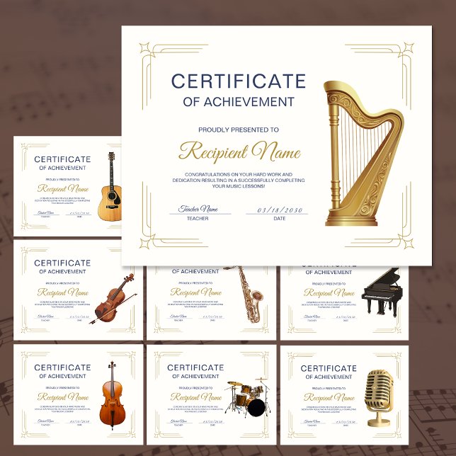 Classy Frame Music Course Harp Award Certificate (Classy Frame Music Course Harp Award Certificate)