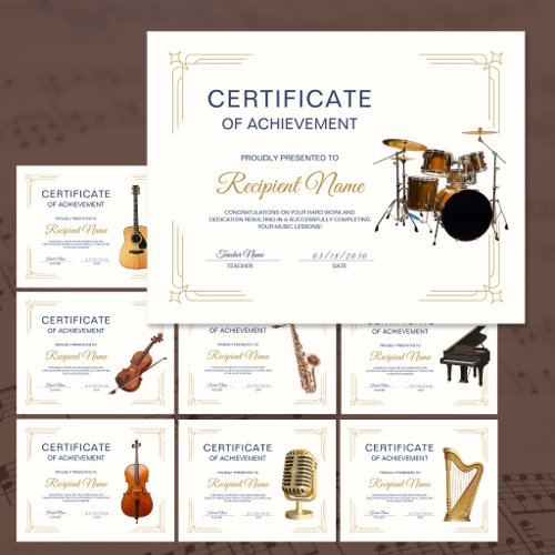Classy Frame Percussion Course Award Certificate