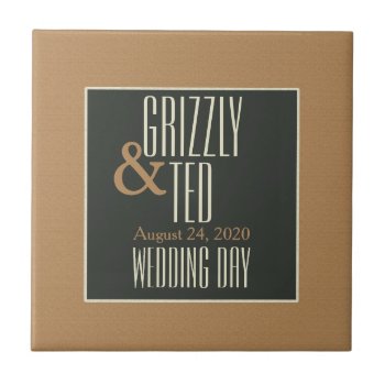Classy Framed Bear Grooms' Gay Wedding Gift Tile by AGayMarriage at Zazzle
