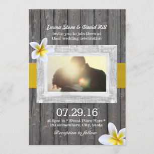 Classy Frangipani Flower Custom Photo Wedding Invitation
