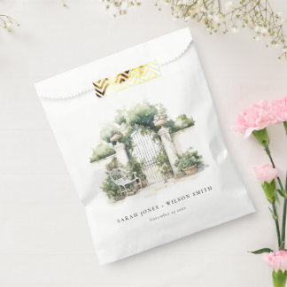 Classy French Garden Landscape Watercolor Wedding Favor Bag