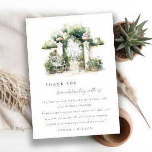 Classy French Garden Landscape Watercolor Wedding Thank You Card
