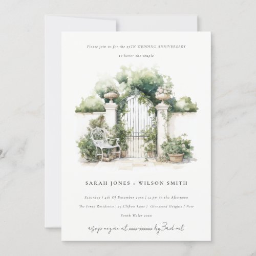 Classy French Garden Landscape Wedding Anniversary Invitation
