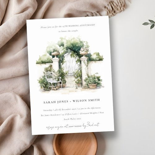 Classy French Garden Landscape Wedding Anniversary Invitation