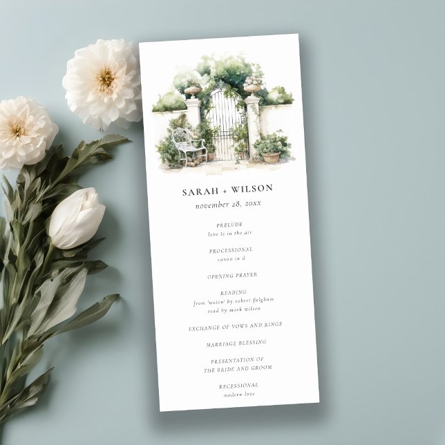 Classy French Garden Landscape Wedding Program (Creator Uploaded)