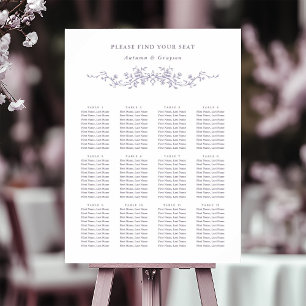 Classy French Lavender Wedding Seating Chart Foam Board