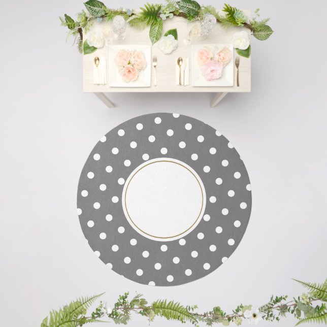 Classy Fun Polka Dots On Gray White Center Circle Outdoor Rug (Insitu (Wedding 2))