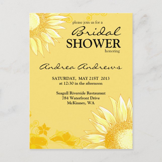 Classy & Fun Sunflower Yellow Bridal Shower Invite (Front)