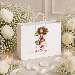 Classy Funny Woman Marsala Script Birthday gift ba Large Gift Bag