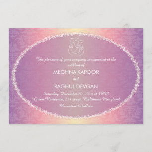 Classy Ganesha/Indian Damask Wedding Announcement