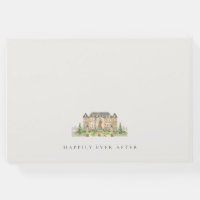 Classy Garden Chateau Manor Watercolor Wedding Guest Book