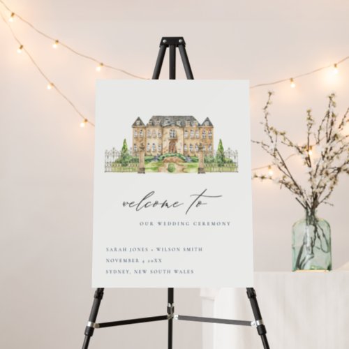 Classy Garden Chateau Watercolor Wedding Welcome Foam Board