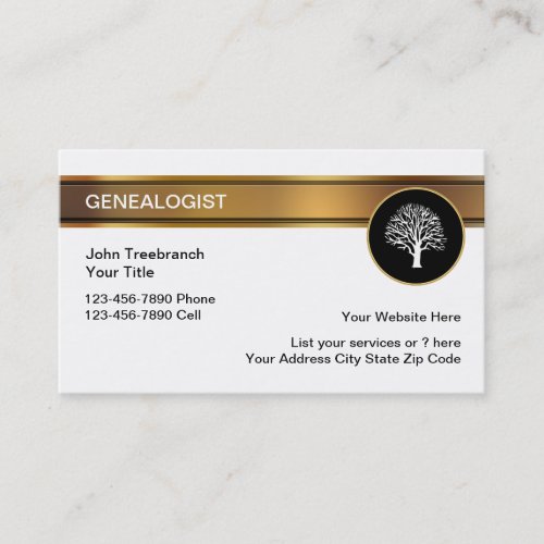 Classy Genealogist Tree Symbol Business Cards