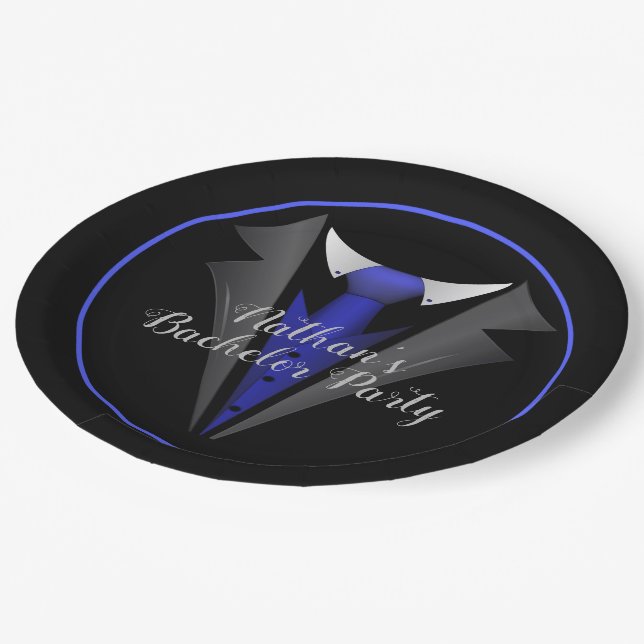Classy Gentleman Blue Tie Paper Plates (Angled)
