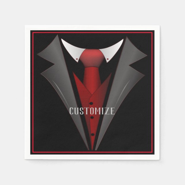 Classy Gentleman Red Tie 2 Napkins (Front)