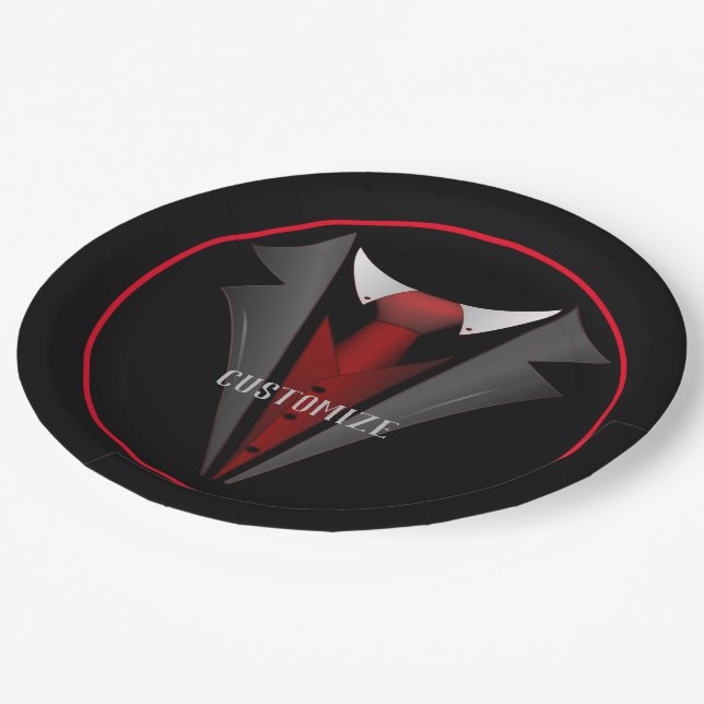 Classy Gentleman Red Tie 2 Paper Plates (Angled)