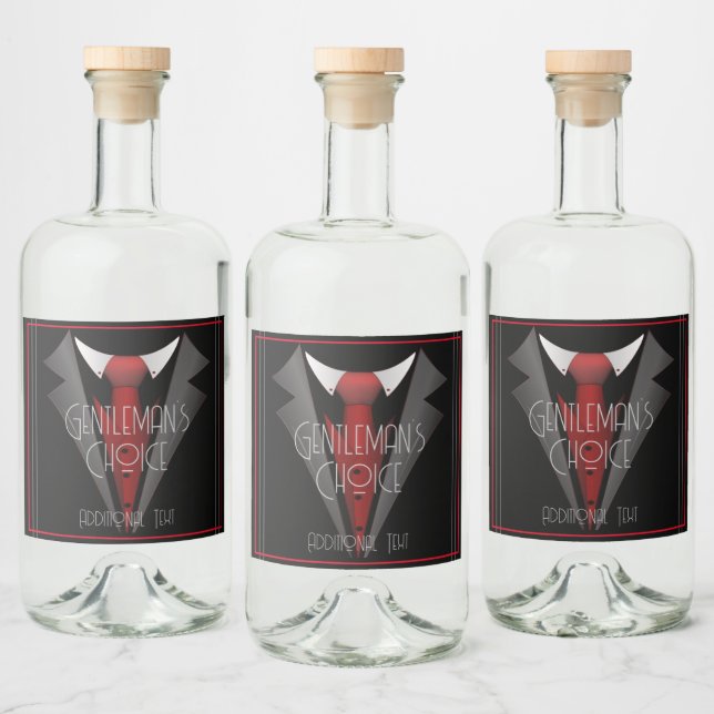 Classy Gentleman Red Tie Liquor Bottle Label (Bottles)