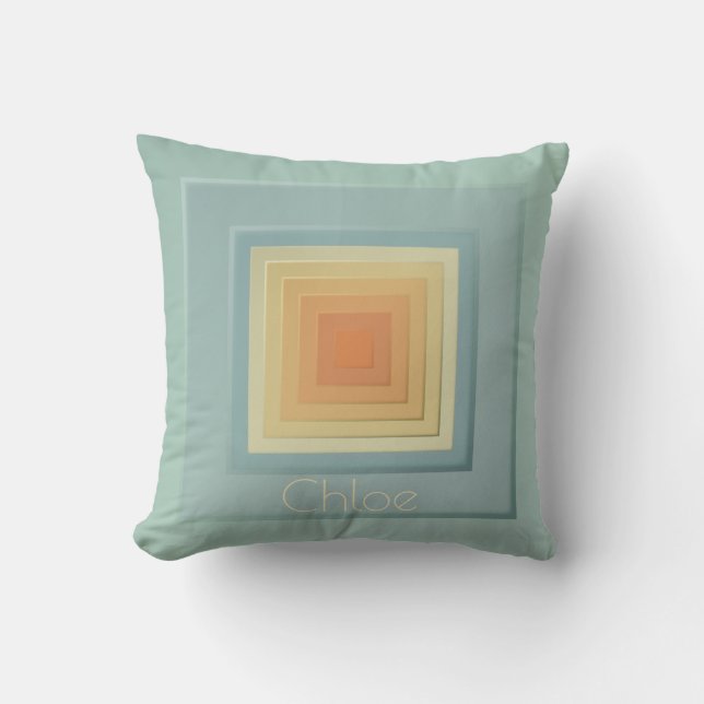 Classy Geometric Squares (light blue & yellow) Throw Pillow (Front)