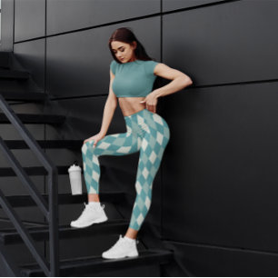 Classy Girl Green Checker Workout Women Leggings