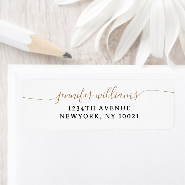 Classy Girly Elegant Minimalist Gold Script Label (Insitu)