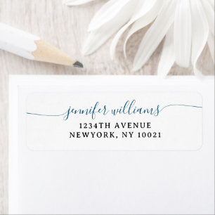 Classy Girly Elegant Minimalist Navy Blue Script Label