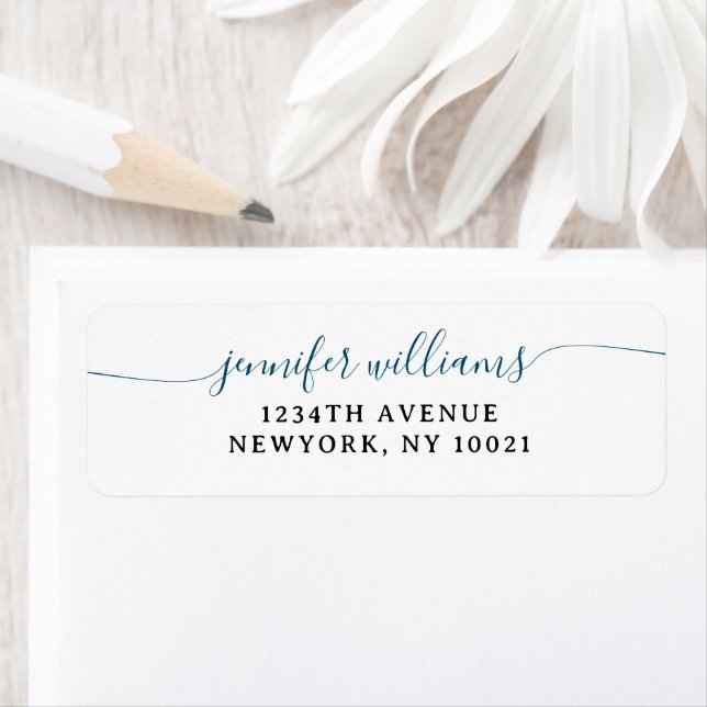 Classy Girly Elegant Minimalist Navy Blue Script Label (Insitu)