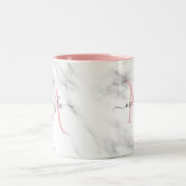 Classy Girly Luxury Marble Design Name Monogram Two-Tone Coffee Mug (Center)