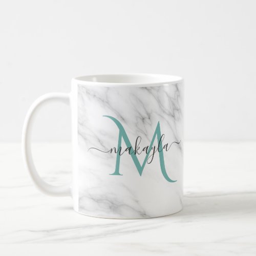 Classy Girly Marble Script Name Monogram Coffee Mug