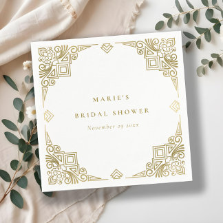 Classy Glam Gold Art Deco Ornate Bridal Shower Napkins
