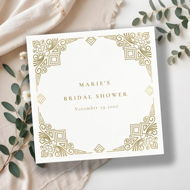 Classy Glam Gold Art Deco Ornate Bridal Shower Napkins (Creator Uploaded)