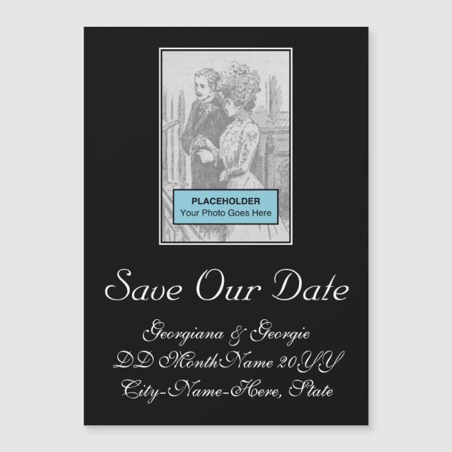 Classy, Glamorous "SAVE our DATE!" Magnetic Card (Front)
