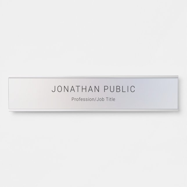 Classy Glamorous Silver Template Elegant Modern Door Sign (Front)