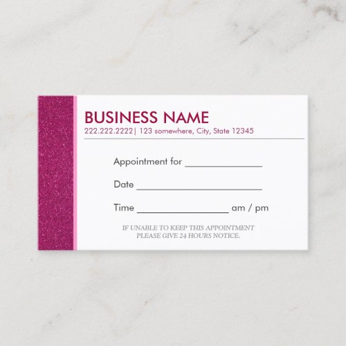 Classy Glitter Pink Appointment Business Cards