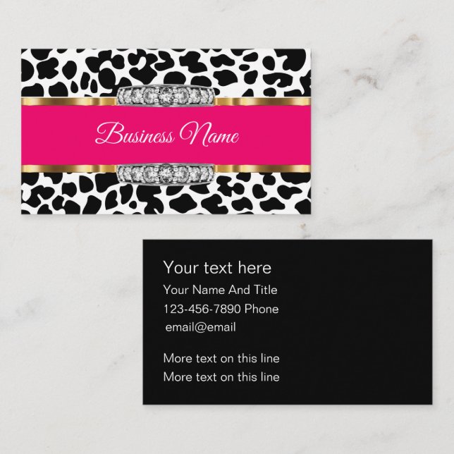 Classy Glitzy Animal Pattern Trendy Business Cards (Front/Back)