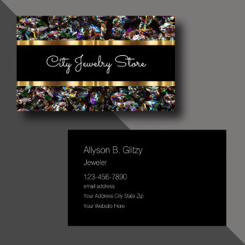 Classy Glitzy Bling Jewelry Store Business Card by Luckyturtle at Zazzle