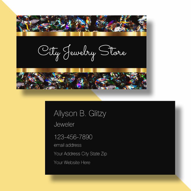 Classy Glitzy Bling Jewelry Store Business Card (Creator Uploaded)