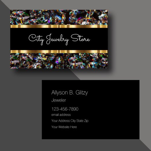 Classy Glitzy Bling Jewelry Store Business Card