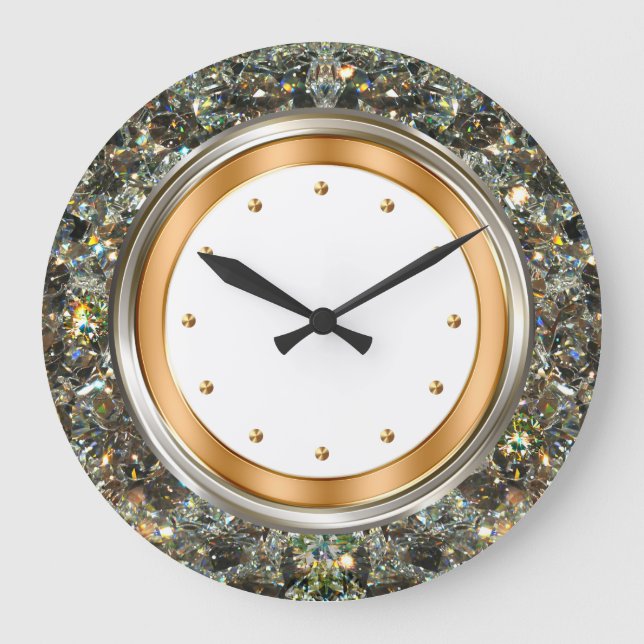 Classy Glitzy Bling Style Wall Large Clock (Front)