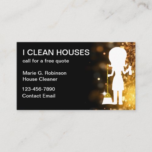 Classy Glitzy House Cleaning Maid  Business Card