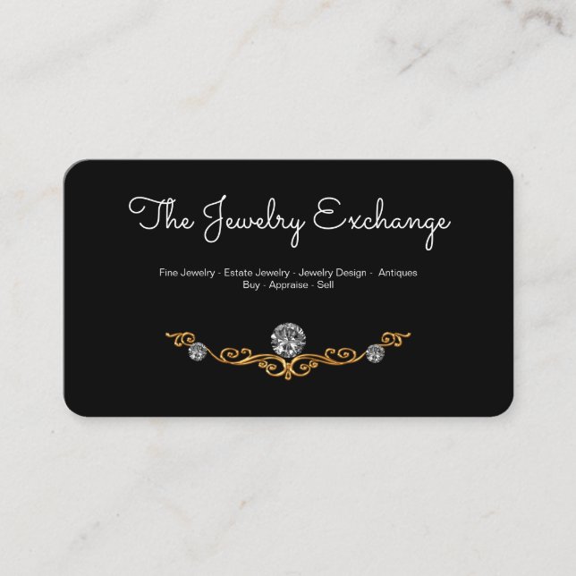 Classy Glitzy Jeweler Business Card (Front)
