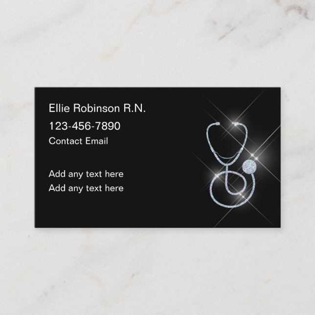 Classy Glitzy Medical Nurse Business Cards (Front)