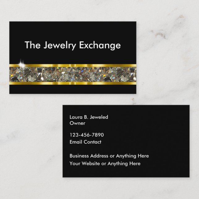 Classy Glitzy Modern Jewelry Business Cards (Front/Back)