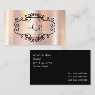 Classy Glitzy Pink Shiny Monogram Business Cards