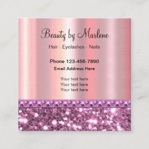 Classy Glitzy Rose Gold Look Square Business Card