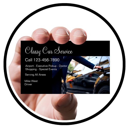 Classy Glossy Car Service Uber Driver Business Card